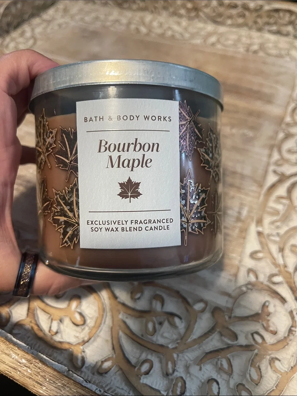 Bath & Body Works Bourbon Maple Candle - Brown